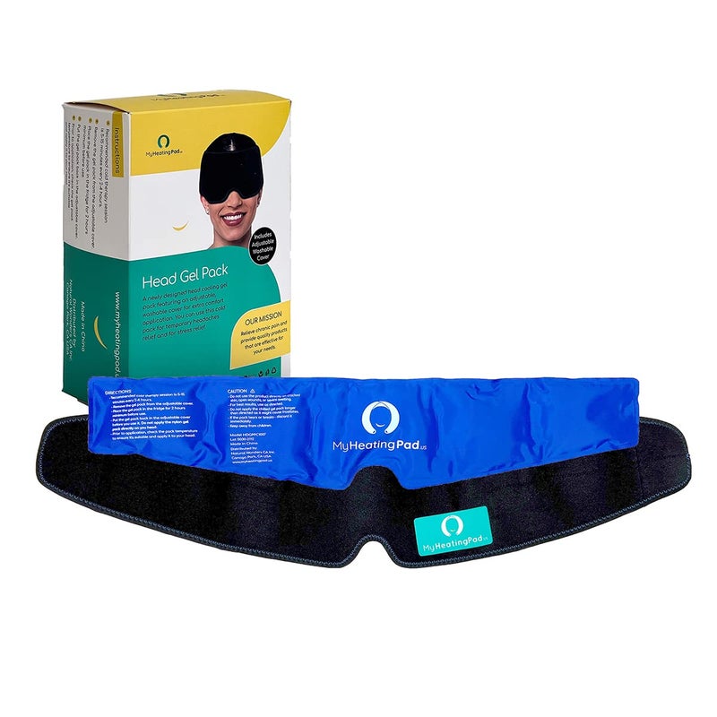 Reusable Head Gel Ice Pack with Adjustable Elastic Band Head Gel Pack Fits Most Head Sizes Flexible Ice Packs for Men and Women Soft Ice Pack with Elastic Band for Convenient Use 1 Pack